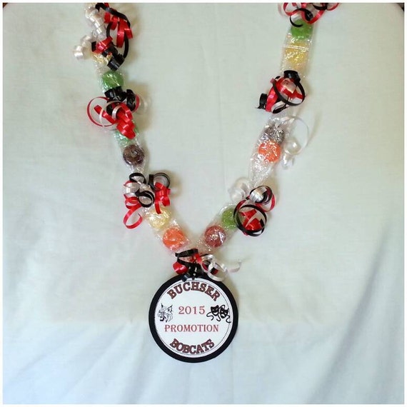 Items similar to 10 Candy Lei, Candy Necklace with personalized tag