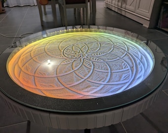 Mesa Dune Weaver. Mesa cinética con LED y arena.