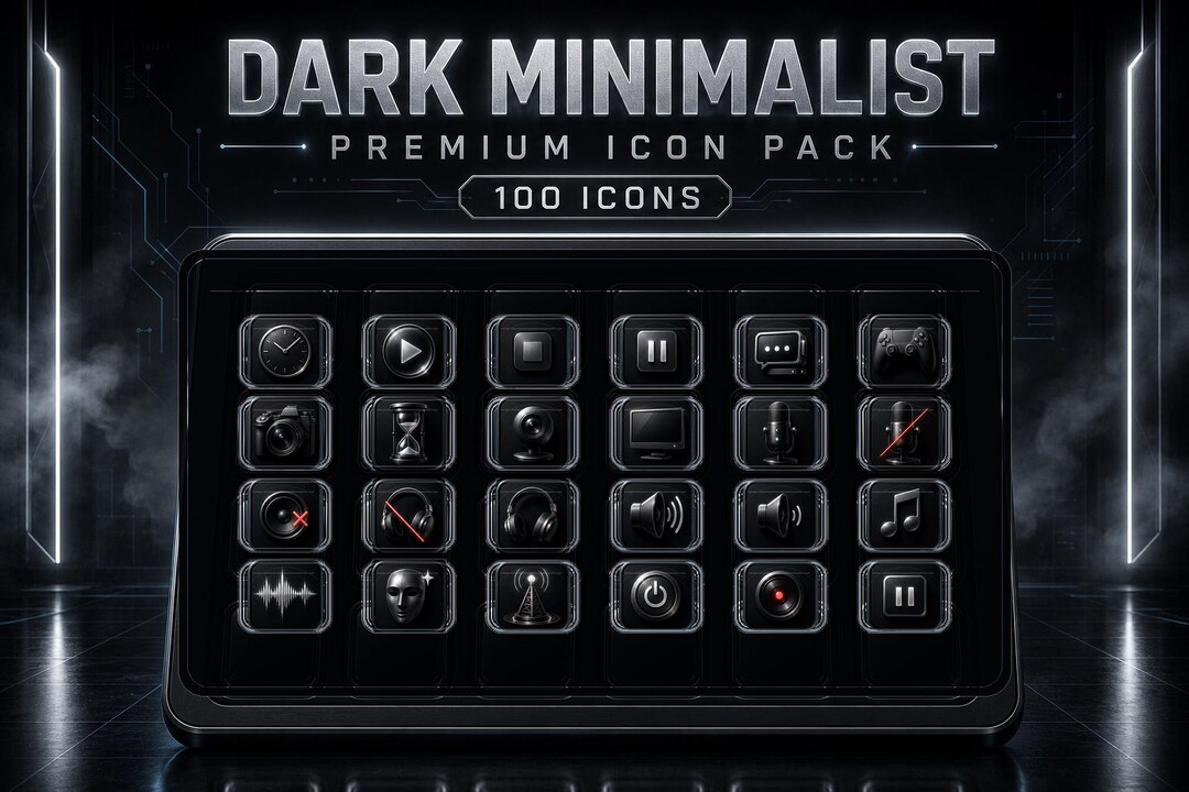 Dark Minimalist Stream Deck Icons Pack - 100 Premium Sleek Buttons ...