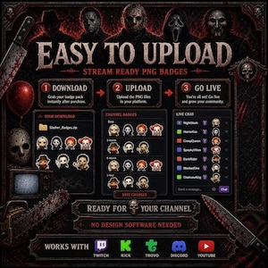 Chibi-Horror-Twitch-Abzeichen | 7-stufiges Bit-Abzeichen-Set für Kick- und Discord-Rollensymbole | PNG-Download Bild 4
