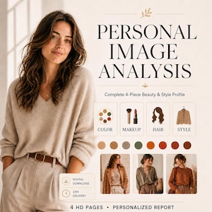 Personal Image Analysis | Custom 4-Piece Color Makeup Hair Style Guide | Personalized Lookbook | Digital Download | Gift for Her