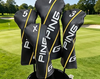 Fundas para palos de golf de cuero sintético, resistentes al agua, estilo versátil.