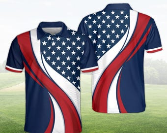 Polo con la bandera estadounidense, camisa de golf patriótica para hombre y mujer, polo con estrellas y rayas de EE. UU., atuendo para el 4 de julio, camiseta deportiva unisex roja, blanca y azul.