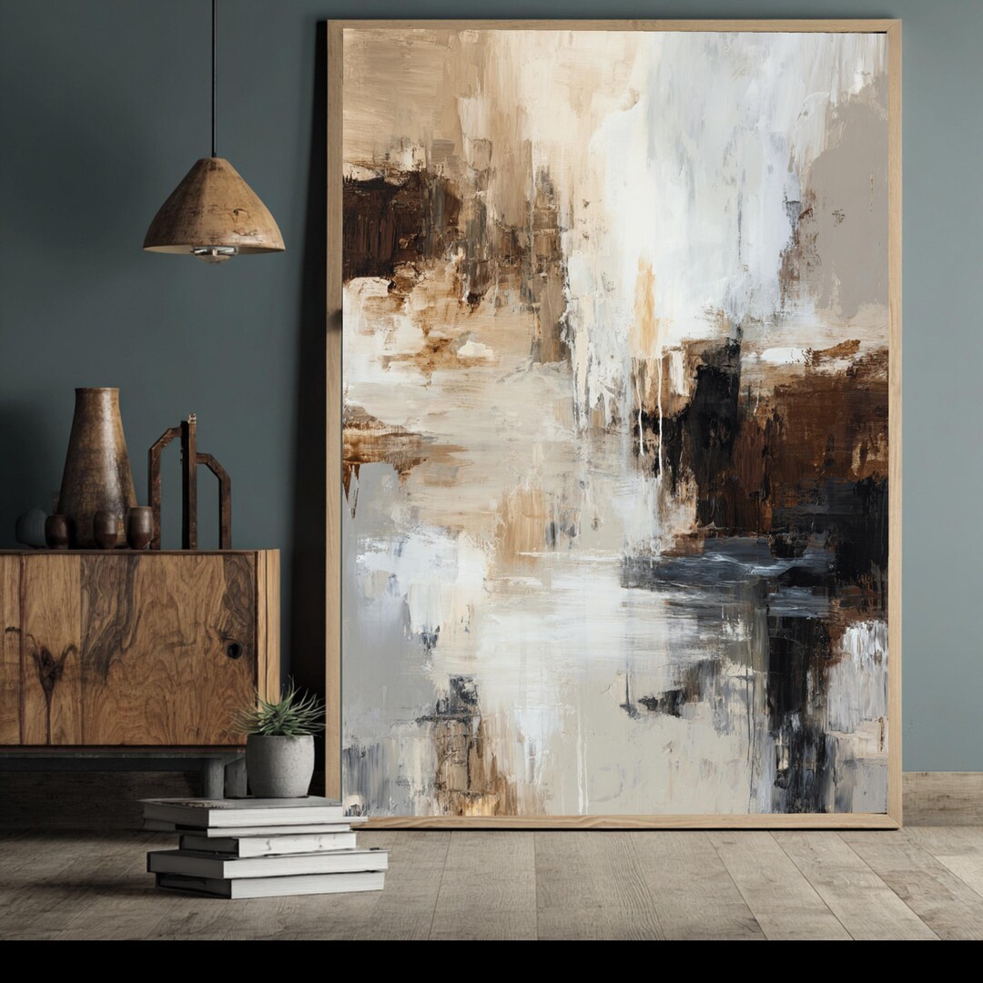 Neutral Tone Abstract Canvas, Modern Wall Art Painting, Brown Beige ...