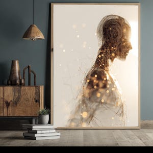 Futuristic Human Silhouette Canvas, Digital Circuit Brain Art, Technology Wall Decor, Abstract Sci-Fi Design, Modern Home Artwork