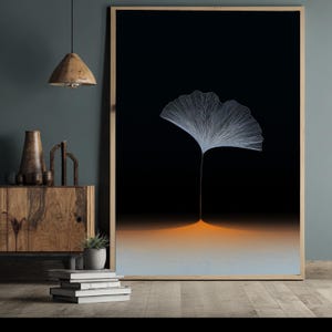 Minimalist Ginkgo Leaf Canvas Wall Art, Modern Botanical Print, Abstract Nature Design, Elegant Home Decoration, Ready to Hang Canvas