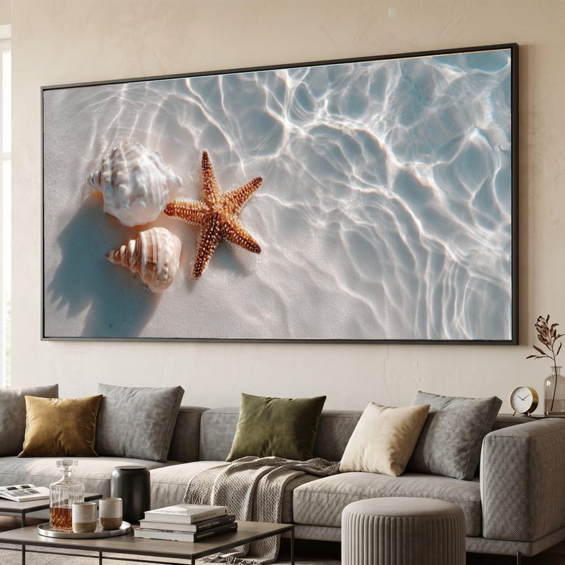Coastal Sea Treasures Canvas Starfish And Seashells Art Beach Water 