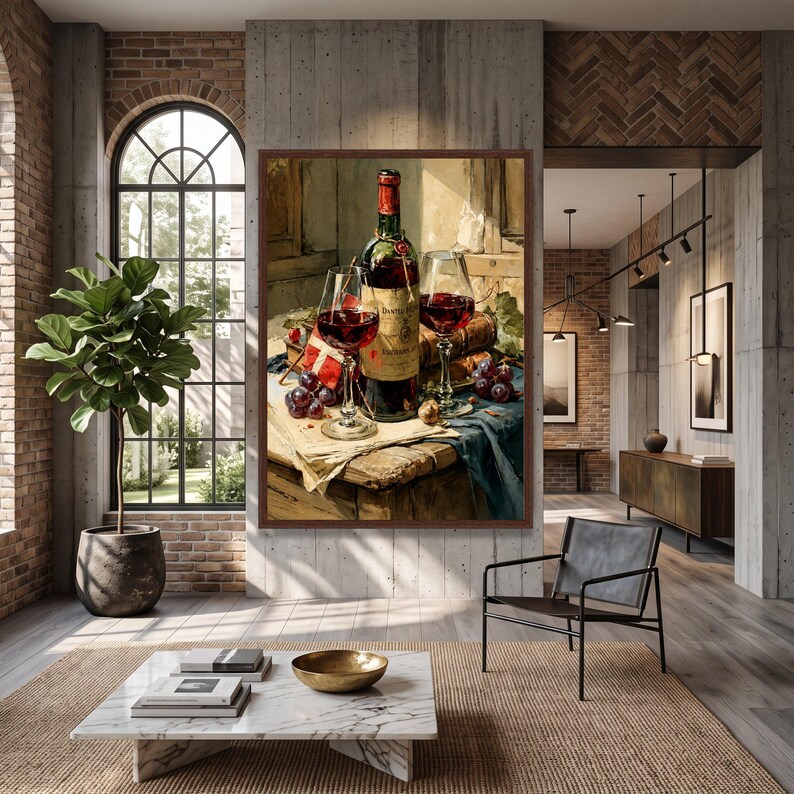 classic-wine-bottle-and-glasses-canvas-vintage-still-life-wall-art