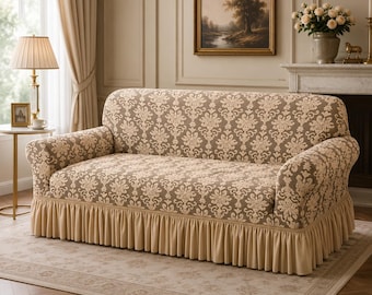 Europäische Jacquard Sofa Slipcover Solid Color Geprägte Couch Cover Möbel Beschützer für Wohnzimmer