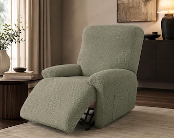 Elegant 4-delat halkfritt överdrag till fåtölj i jacquard för ensitsfåtölj