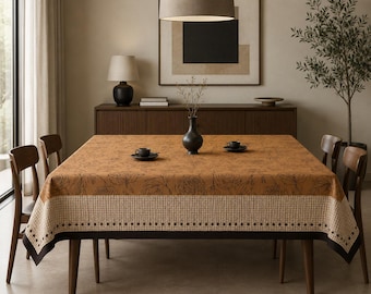 Waterproof Retro Tablecloth Heat-Resistant Wear-Resistant Dining Table Cover with Floral Design