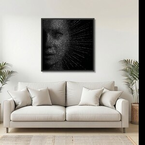 Abstract Digital Face Canvas, Binary Code Art, Modern Tech Portrait, Contemporary Decor image 7