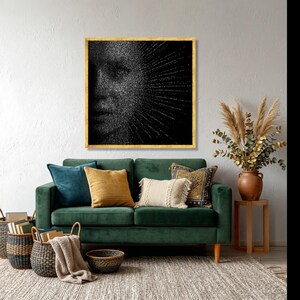 Abstract Digital Face Canvas, Binary Code Art, Modern Tech Portrait, Contemporary Decor image 6