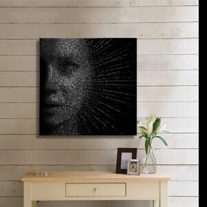Abstract Digital Face Canvas, Binary Code Art, Modern Tech Portrait, Contemporary Decor image 8
