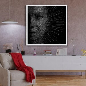 Abstract Digital Face Canvas, Binary Code Art, Modern Tech Portrait, Contemporary Decor image 9