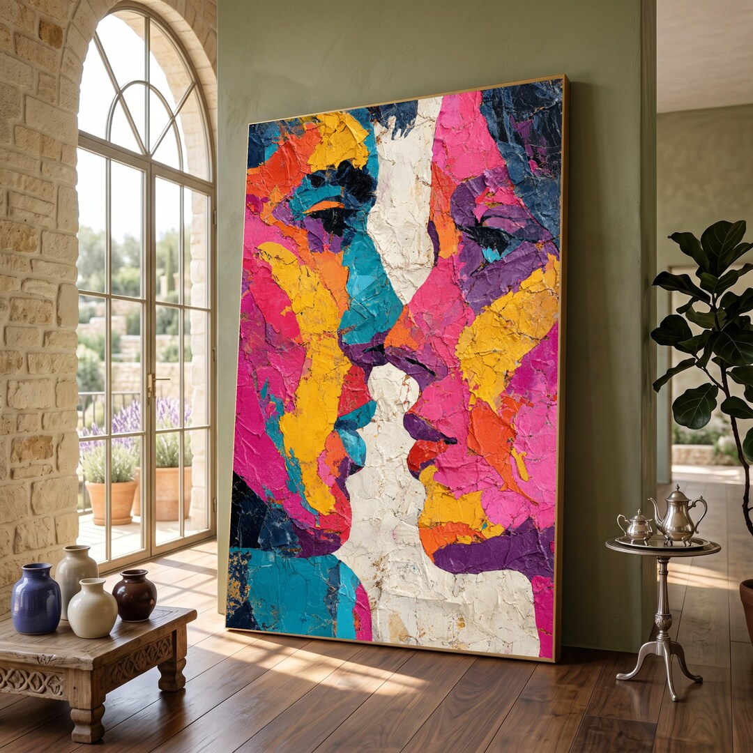 Colorful Abstract Faces Canvas, Modern Wall Art, Vibrant Portrait ...
