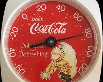 Vintage 1994 Coca-Cola Sprite Boy Wall Thermometer | Coca-Cola Collectible Advertising Sign | Delicious & Refreshing Coke Decor