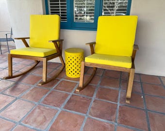 Mid Century Modern Wood Patio Rocking Chairs