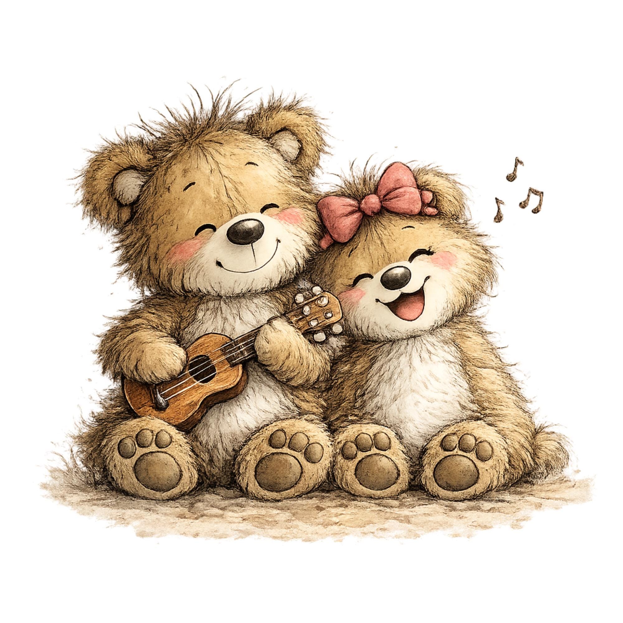 Romantic Teddy Bear Couple Watercolor Clipart PNG Bundle | Valentine ...