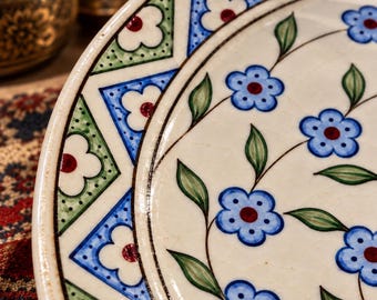 Iznik Ceramic Plate, Turkish Tile Art Reproduction, Hand Painted Ottoman Floral Decor, Contemporary Iznik Art