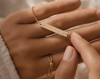 Bracciale a loto con lingotto d'oro / Regalo regolabile con affermazione incisa / Gioiello rituale