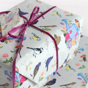 Garden Birds Gift Wrap, Single Sheet of British Birds Wrapping Paper, Scrapbook Paper