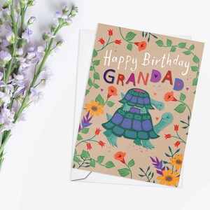 Joyeux anniversaire Papi, carte d’anniversaire mignon tortue, carte d’enfants