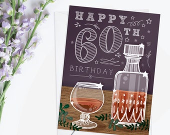 Happy 60th Birthday Card  for Dad, Husband, Brother, Uncle, Grandad or Friend