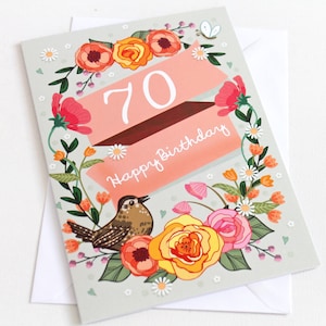 70th Birthday Card, Large Floral 70th Card For Her image 1