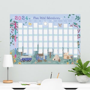 2024 Wall Planner, Year to View Wild Adventures Wall Calendar