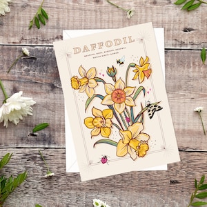 March Birth Flower Card, Daffodils Birthday Card,