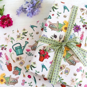 Carta da regalo con etichetta floreale per giardinaggio, carta da regalo con fiori da giardino, carta per scrapbooking