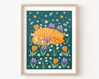 Sleepy Marmalade Cat Print