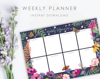 Weekly Planner Printable To Do List, Goal Tracker Insert Page For Bullet Journals