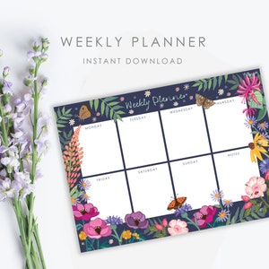 Weekly Planner Printable To Do List, Goal Tracker Insert Page For Bullet Journals