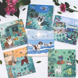 Ensemble de 6 cartes de notes pour chiens, mini-carte de 6 scènes de nature avec des chiens