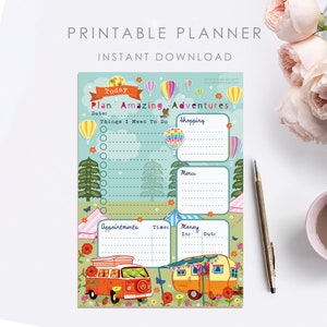 Printable Daily Planner, Summer Holiday Planner,  Plan Amazing Adventures Daily Trip Planner