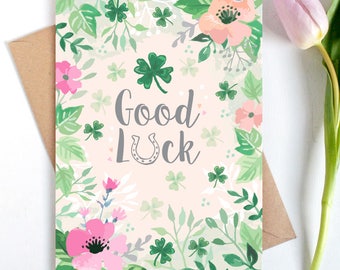 Good Luck Card - Large card (A5) - Good Luck - Luck Card - Watercolour Card