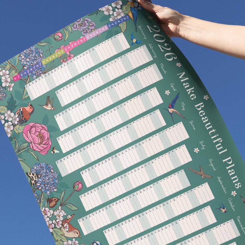 2026 Wall Planner: Flowers & Garden Birds - A2 Year View Calendar image 10
