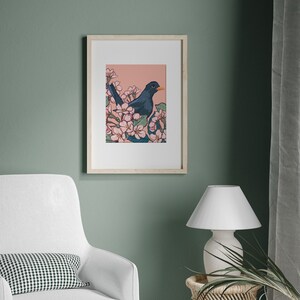 Blackbird in the Cherry Blossom Wall Art Print image 5