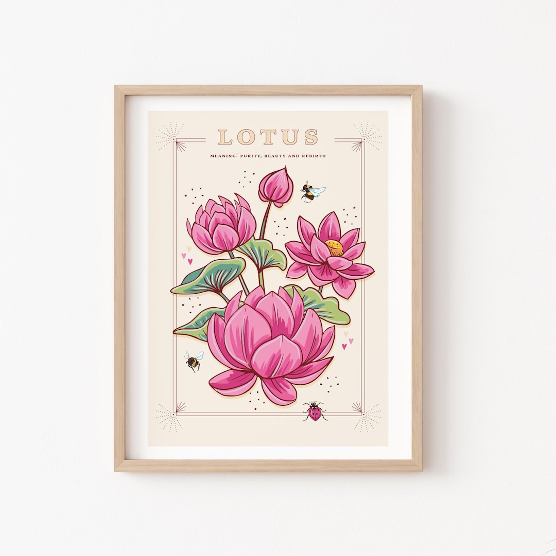 Lotus Flower Art Print, Vintage Botanical Illustration - Etsy