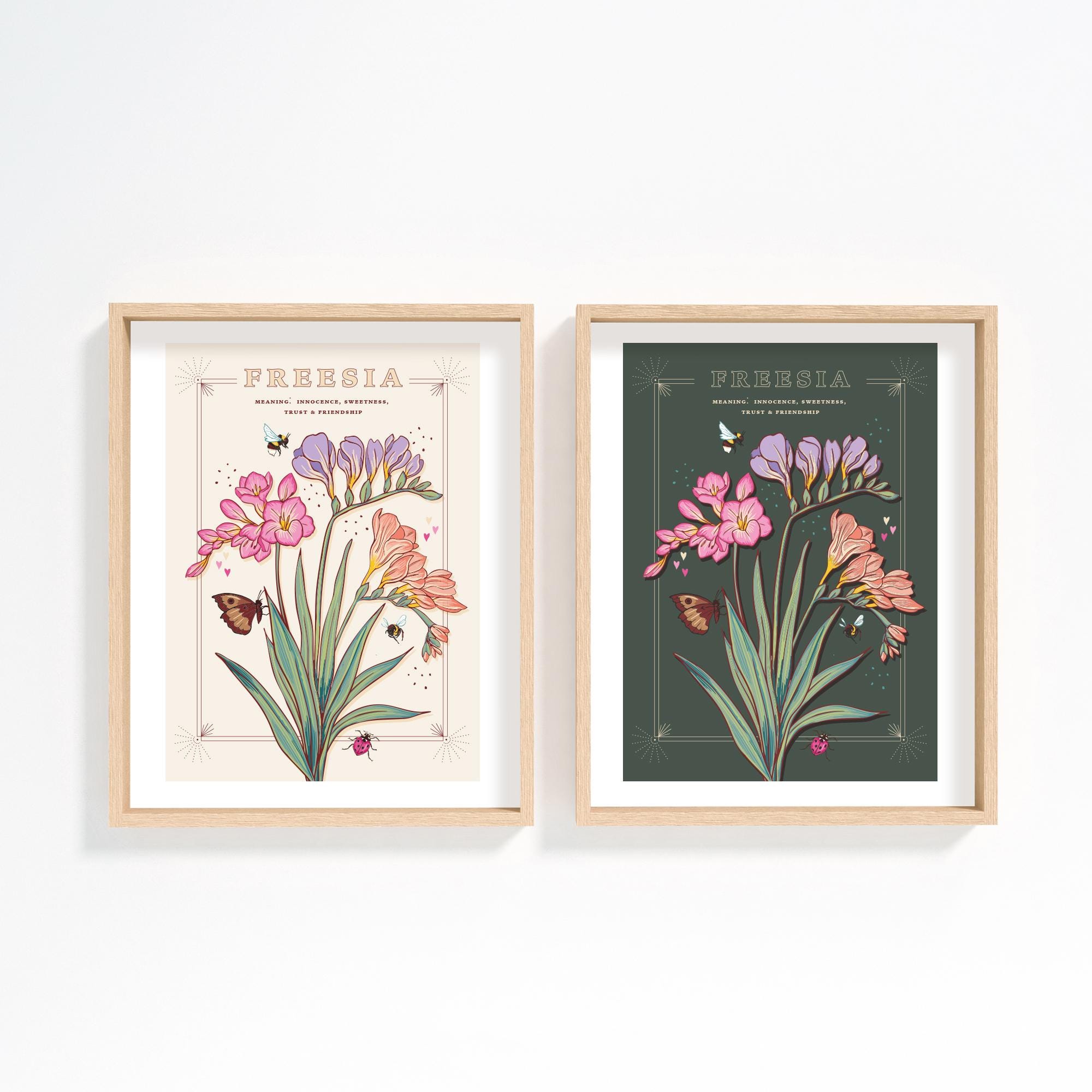 Freesia Wall Art Print, Flower Meaning Illustration Print - Etsy