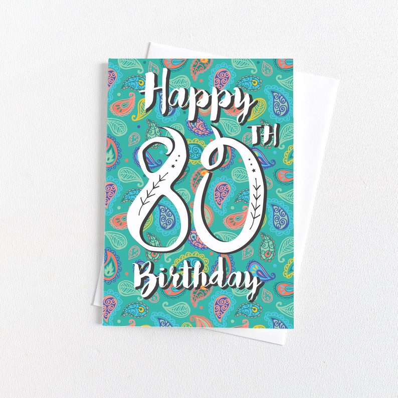 80th Birthday Card Happy Birthday 80 Today Birthday Card