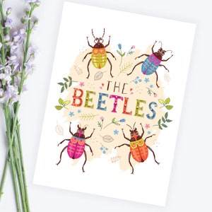 The Beetles Nursery Print, Beatles Themed Wall Art of Bugs and Insects for a Kids Room or Play Room image 8