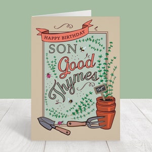 Cartão de Feliz Aniversário para Filho, Cartão de Aniversário de Jardineiro,