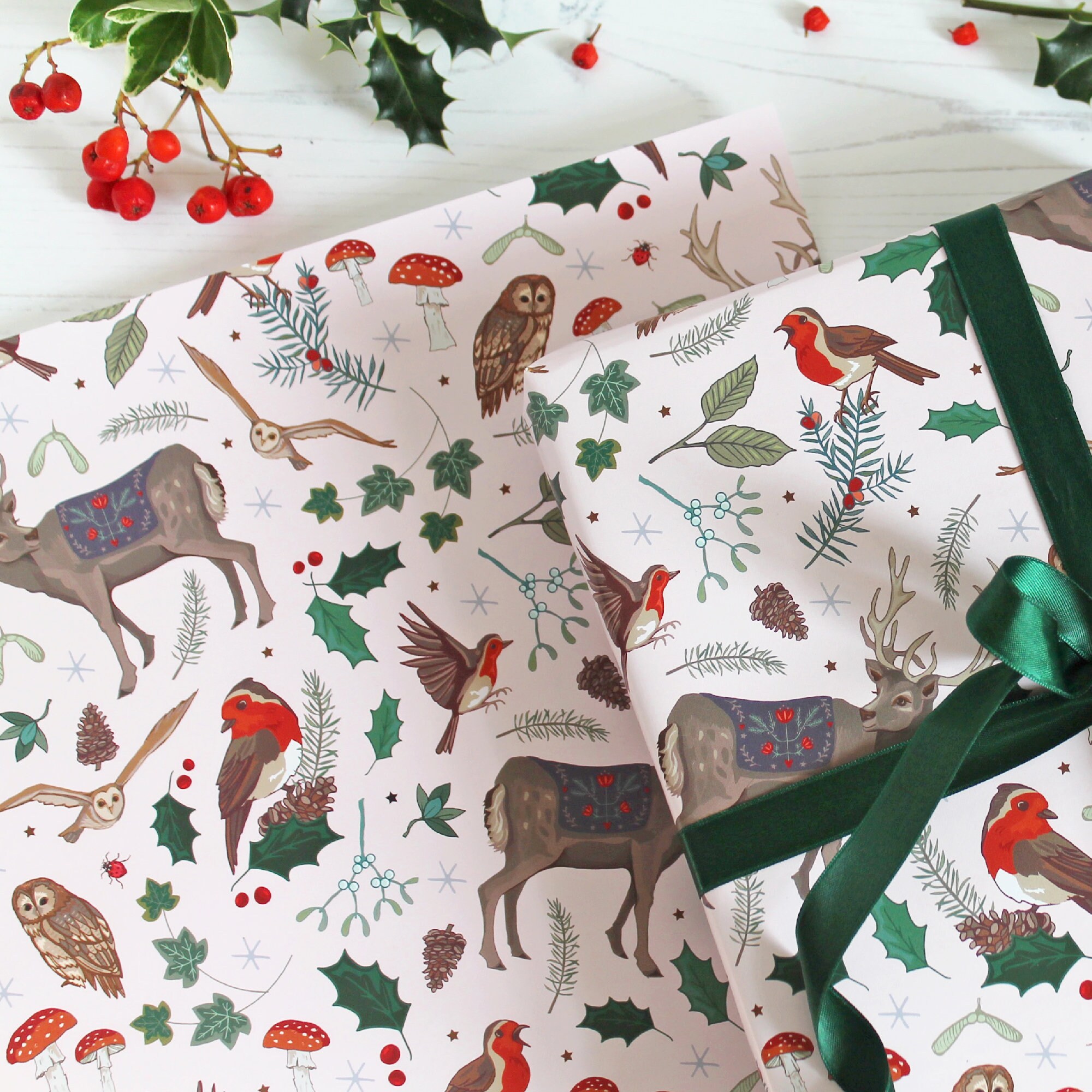 Woodland Nocturnal Animals Wrapping Paper by VoneS