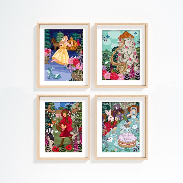 Fairy Tales Set of 4 Nursery Wall Art Prints