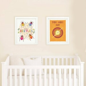 The Beetles Nursery Print, Beatles Themed Wall Art of Bugs and Insects for a Kids Room or Play Room image 6