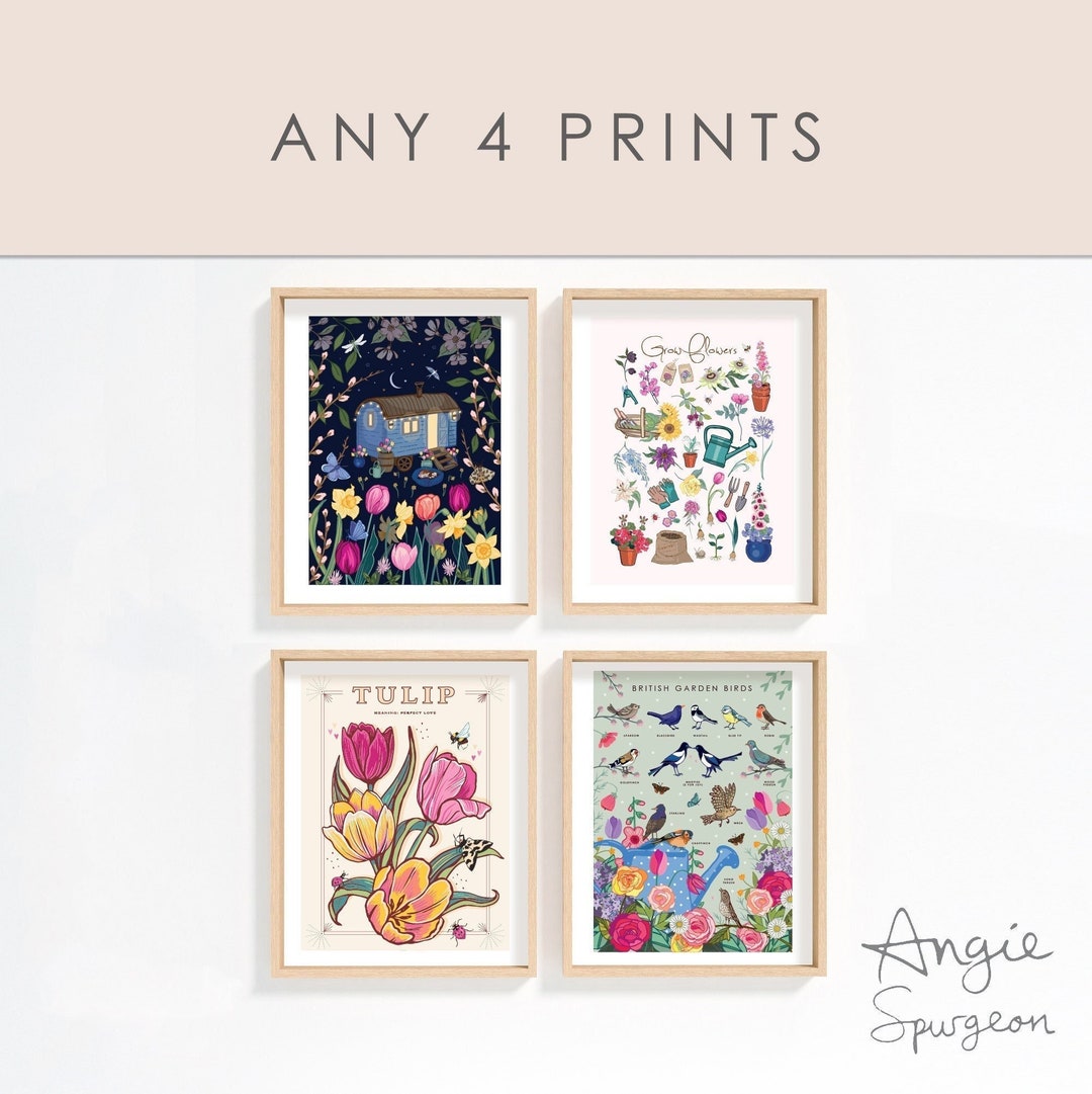 Any 4 Wall Art Prints Set of 4 Multi Buy Etsy