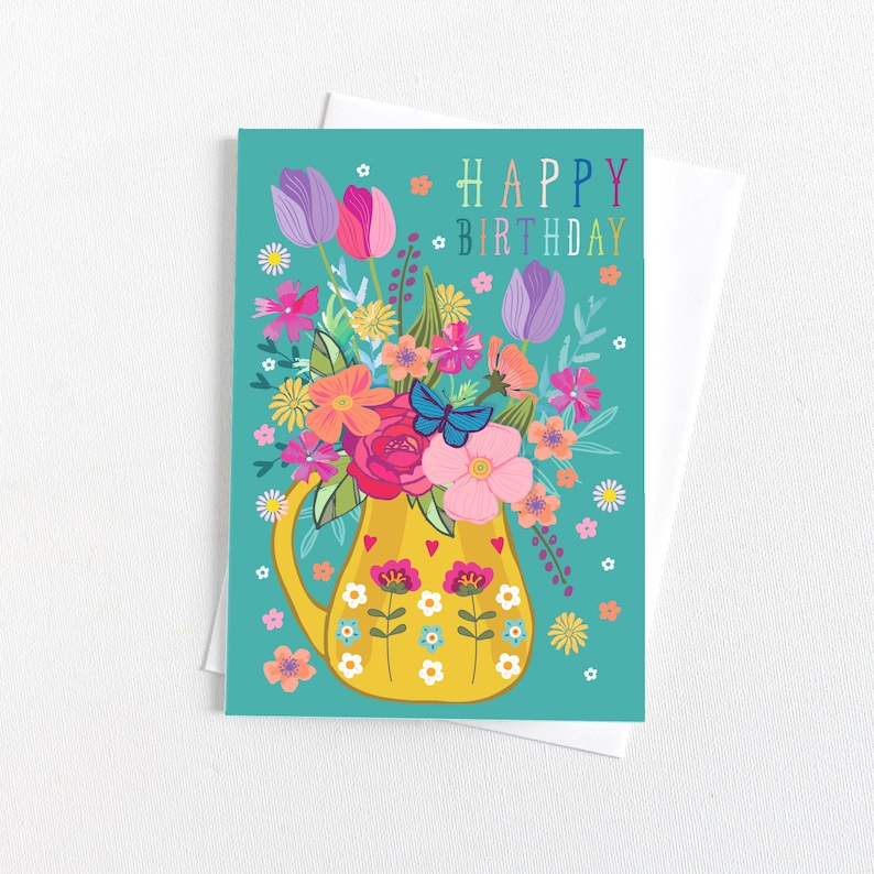 Happy Birthday Floral Cards Greeting Cards Congratulations Card Celebration Cards Birthday Card Set Occasion Card Pack of 8